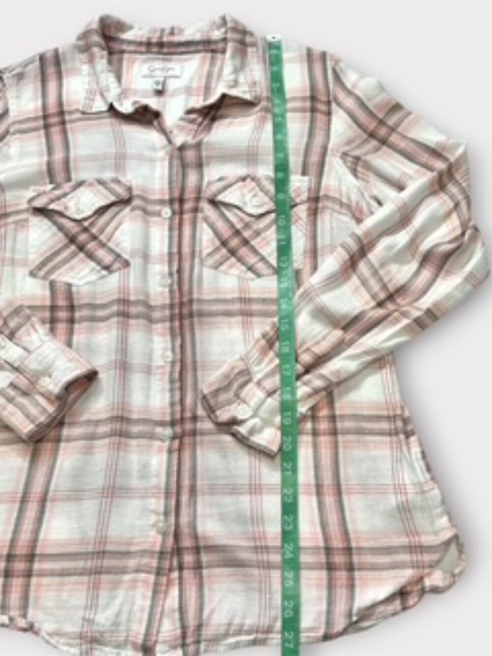 Jessica Simpson Womens Plaid Button-Up Shirt Long Sleeve Pink Multicolor Size L - Picture 11 of 15